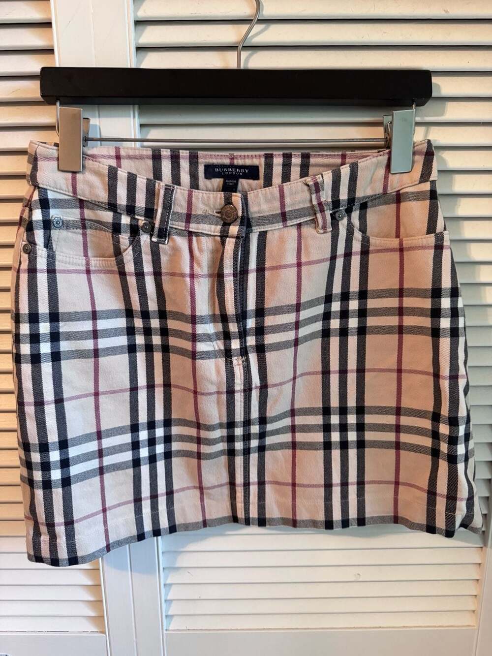 Burberry London Nova Check Cotton Blend Mini Skirt